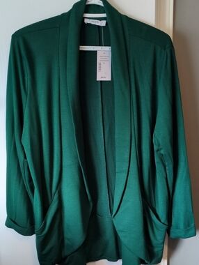 Ricki's Emerald Green Open-Front Draped Blazer Jacket